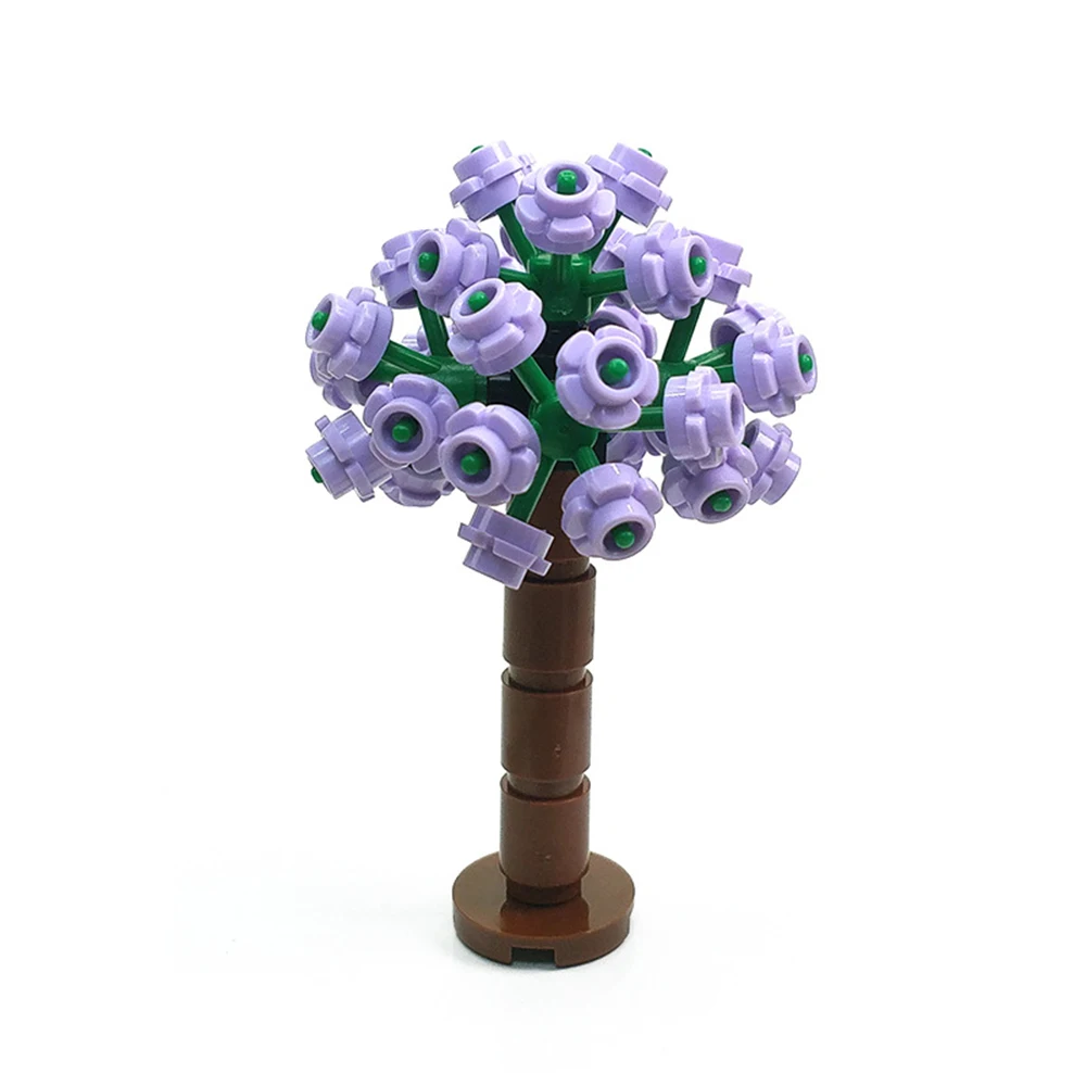 1 szt. Klocki konstrukcyjne MOC City, akcesoria do budowania, kwiaty, liście, kolczaste krzewy, sosna, trawa, koniczyna, drzewko, mini zabawki DIY dla dzieci, prezenty
