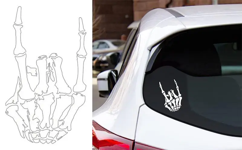 Skull Stickers For Cars Purchasing Order Note White  Skull Magic Horn Hand Car Stickers Car Stickers Body Window Decoration Head