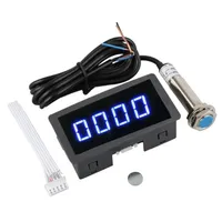 10 - 9999RPM 4 LED Tachometer RPM Speed Meter Digital Blue/Green/Red Measuring Gau Hall Proximity Switch Sensor NPN 1Set 12V 24V