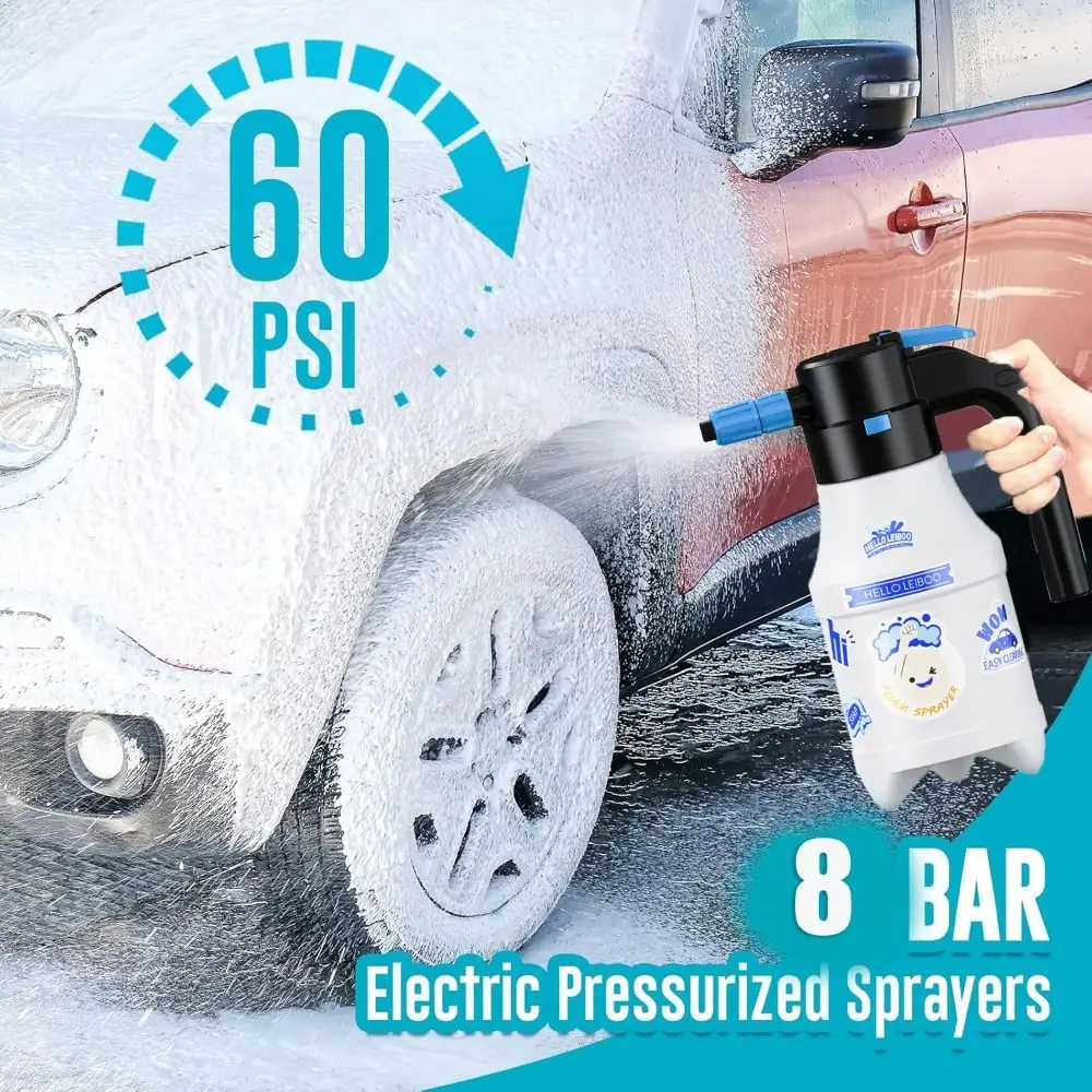 Electric Electric Foam Sprayer 60PSI Powerful Car Wash Rechargeable Auto Pressurized Powered Foam Sprayer