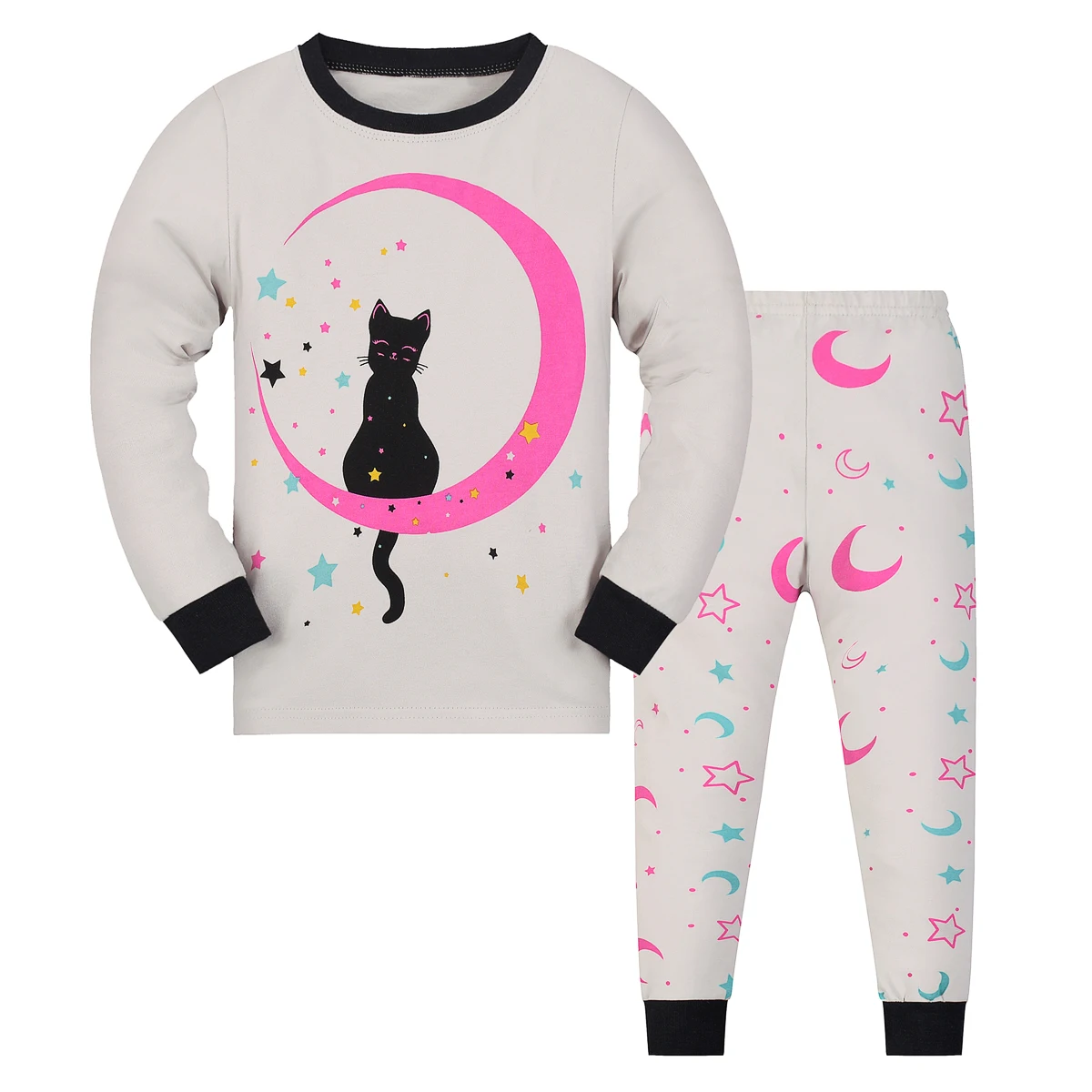 【Through 1615 Flame】Long-sleeved tops and Long Pants for Girls, with Sweet and Cute Styles, Are Suitable for Girls Aged 2 to 9