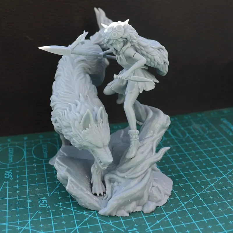 Kits de modelos de resina, figura de niño y lobo, princesa Mononoke, sin pintar, sin color, 876