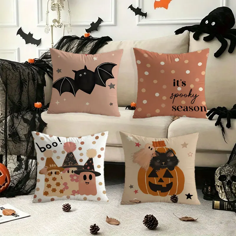 Halloween Pillow Cover Autumn Peach Skin Velvet Pillow Cover Autumn Pillow Sofa Pillow Cushion Pillow Does Not Contain Core