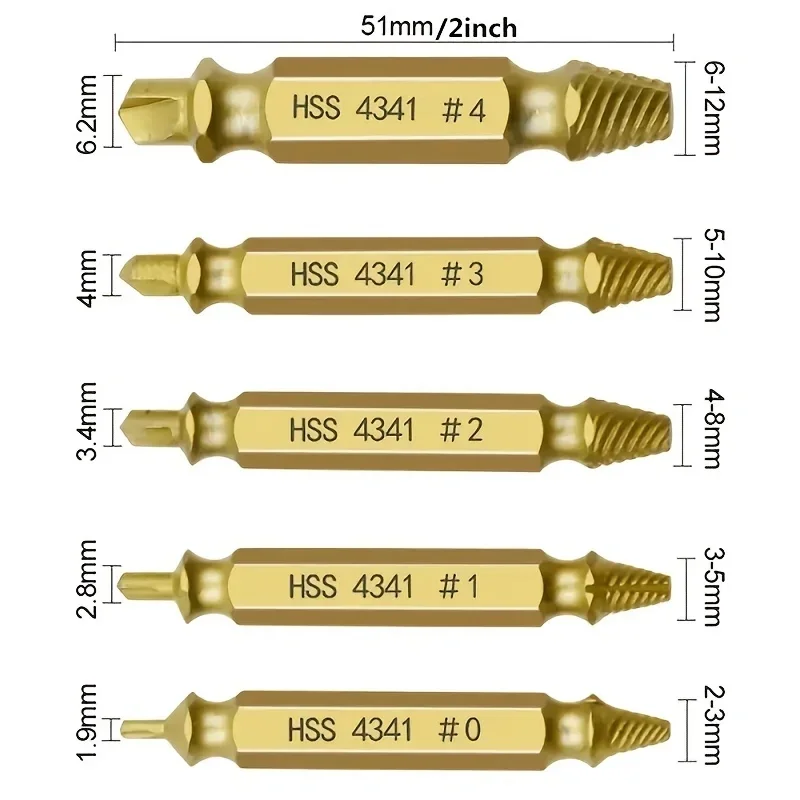 6Pcs Set Damaged Screw Extractor Center Drill Bit Set Woodworking Tools Broken Bolt Extractor Bolts Screws Remover Extractor