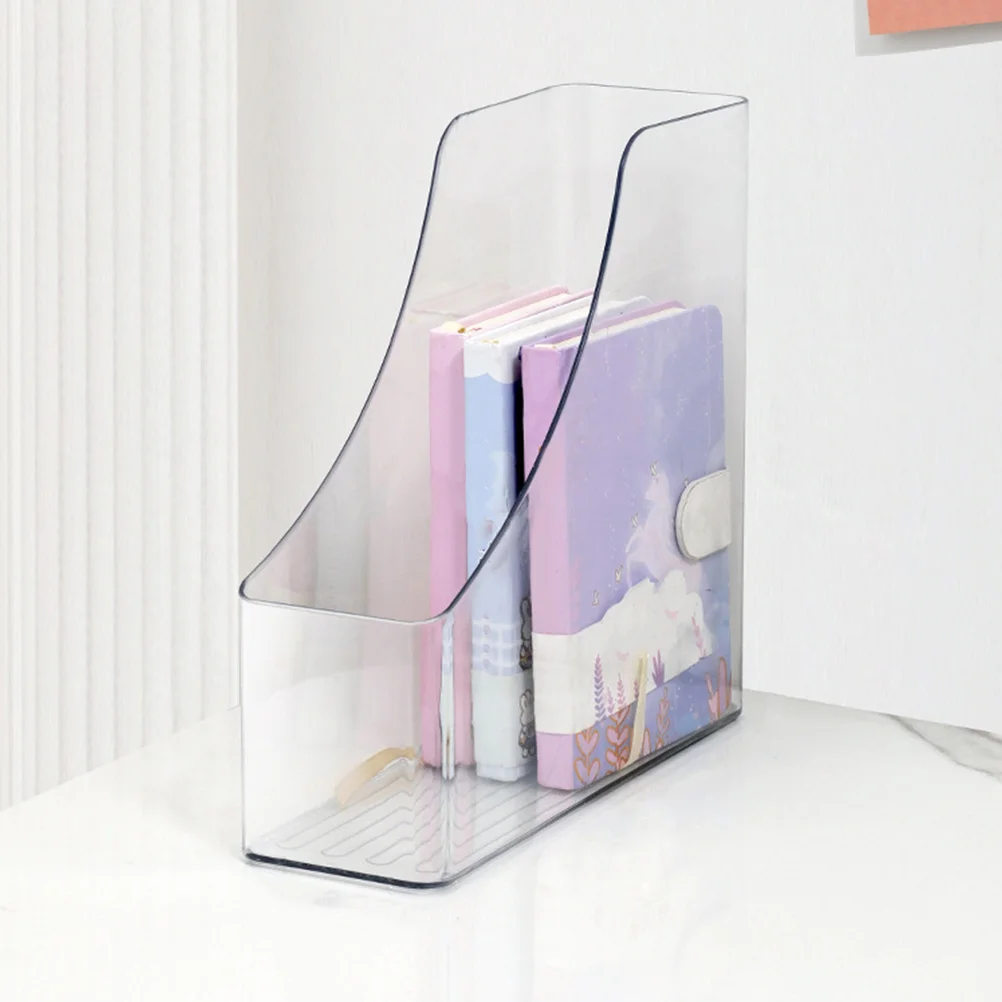 2 Pcs File Storage Box Clear Magazine Holder Cabinet Accessories Desk Organizer Boxes Plastic Student