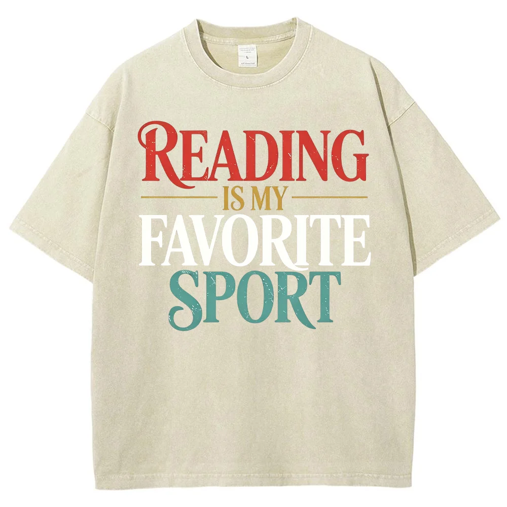Women  T-Shirt Reading Is My Favorite Sport Graphic Print Vintage Loose Cotton Short Sleeve Casual Top Clothing