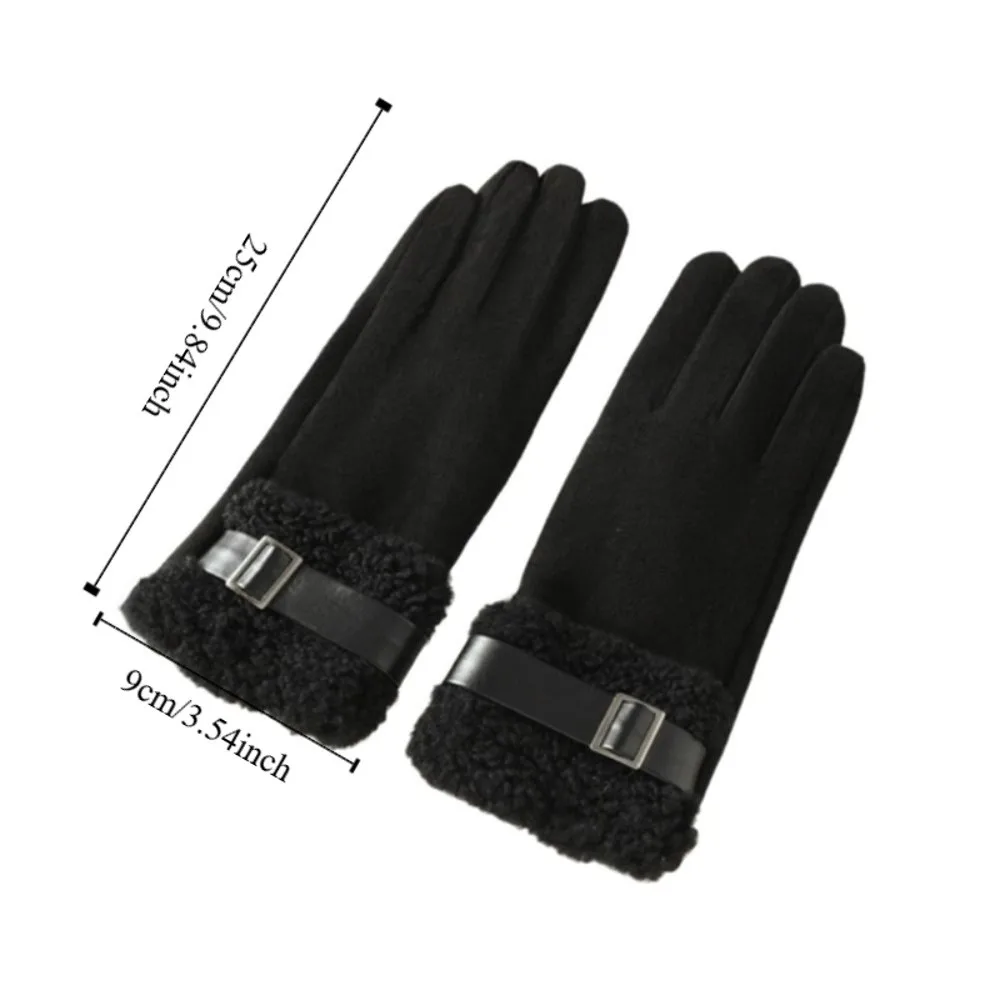 قفازات شتوية نسائية أنيقة كاملة الأصابع مقاومة للرياح قفازات صوف نسائية سميكة مضادة للبرد مبطنة بالصوف قفازات ركوب الدراجات أمي