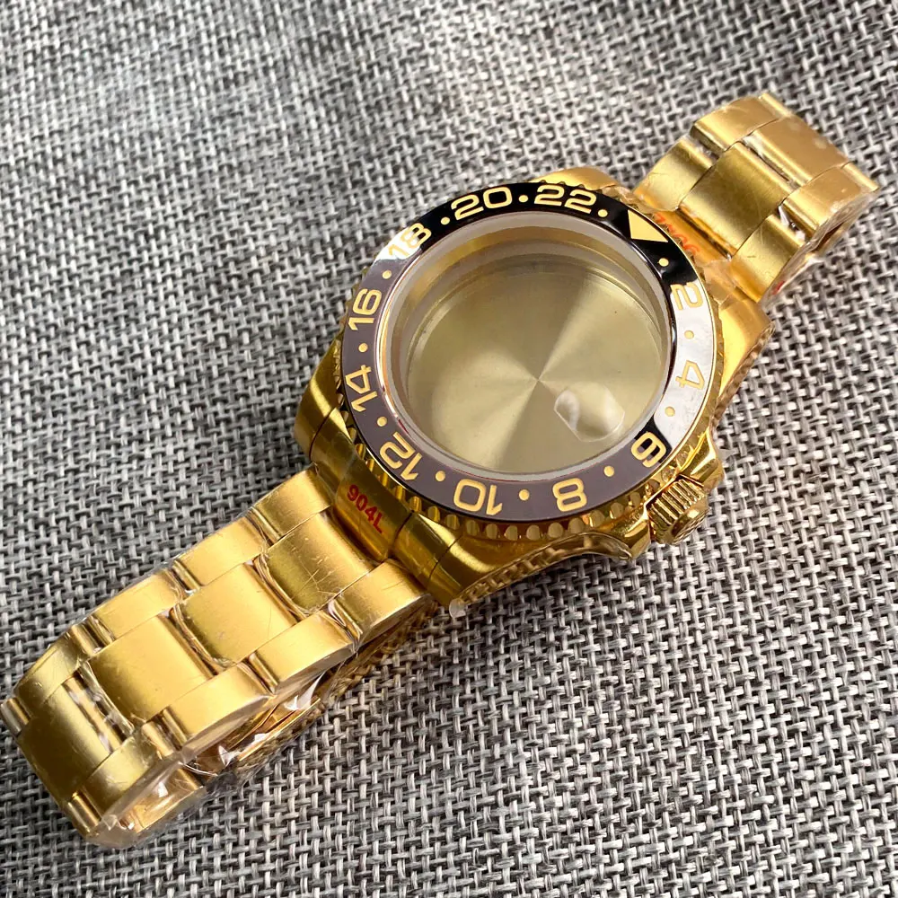 

Yellow Gold Watch Case for NH34 NH35 NH36 NH70 NH72 NH38 NH39 ETA2824 PT5000 ST2130 MIYOTA MINGZHU DG Glass Back 200m Waterproof