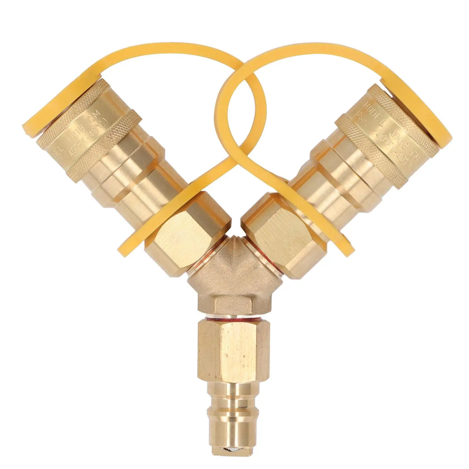 

Natural Gas Y Splitter Quick Connect Adapter for grills Generators Patio Heaters Pizza Ovens Fire Pits 3/8 Inch