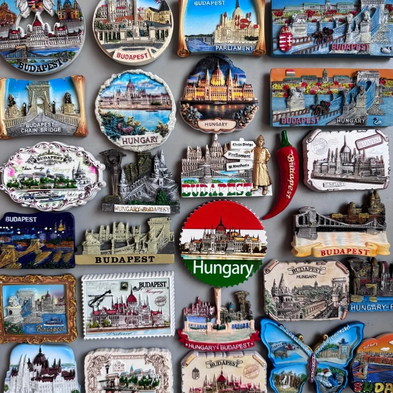 Coleção de Ímãs de Budapeste, Hungria: Ímãs de Geladeira do Rio Danúbio, Ponte Széchenyi, Lembranças Turísticas da Ponte da Cadeia