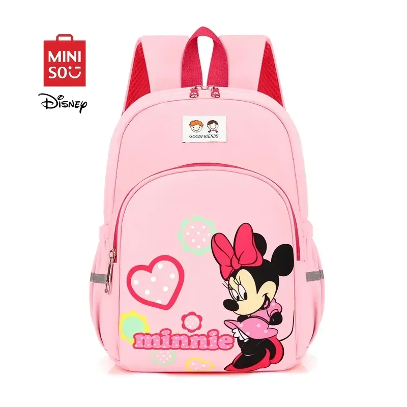 MINISO Disney 2025 Adorable Cartoon Mini School Backpack - Waterproof, Ergonomically Designed to Reduce Strain on Girls' Spines