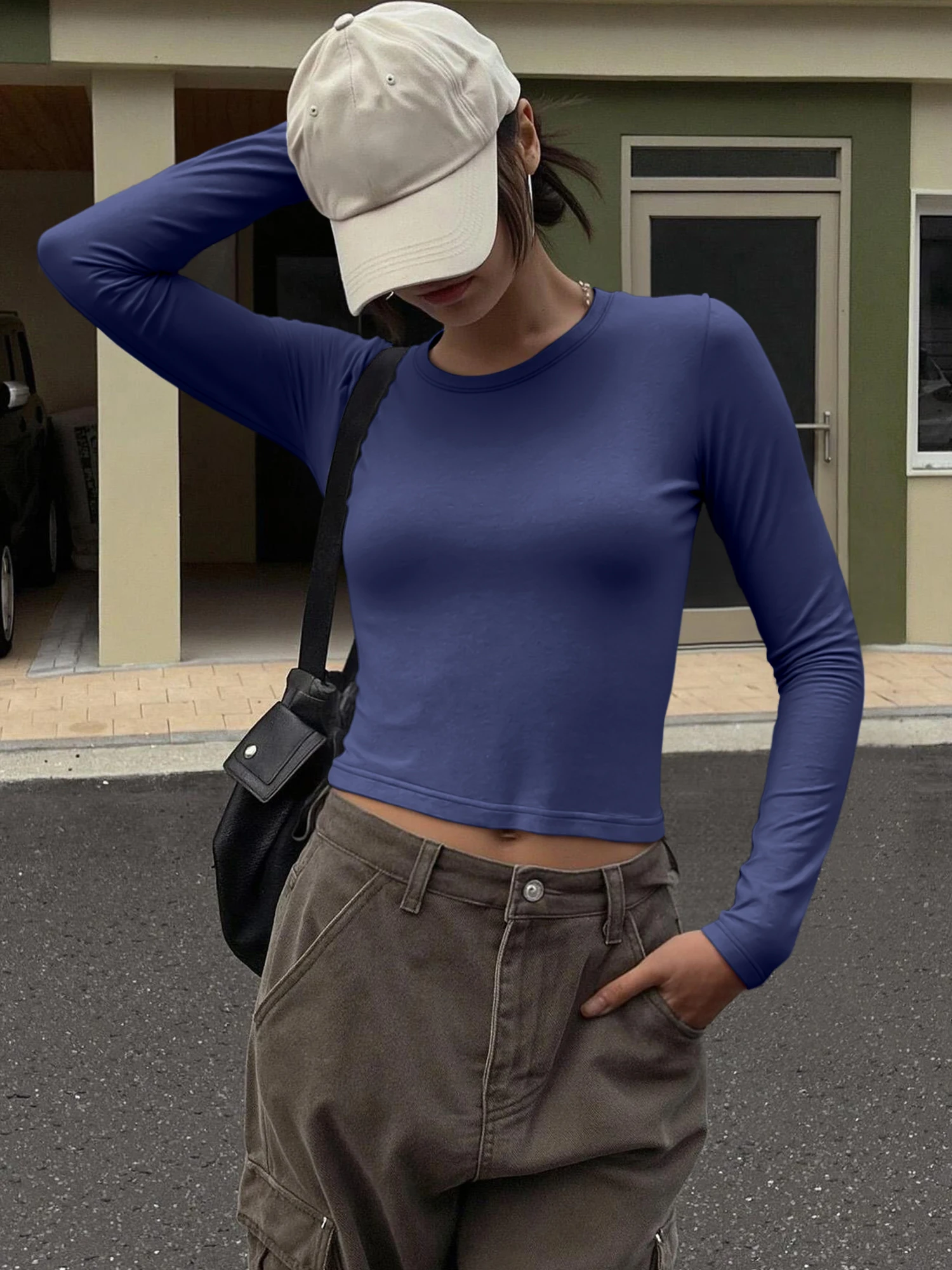 Minimalist Basic Women Crew Ne - Crop Top Women review and price