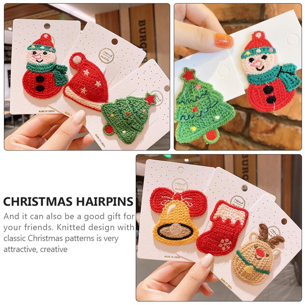 

5pcs Headdress Christmas Hairpins Hand-Woven Knitting Hair Clips For Elastic Xmas Hair Accessories Holiday