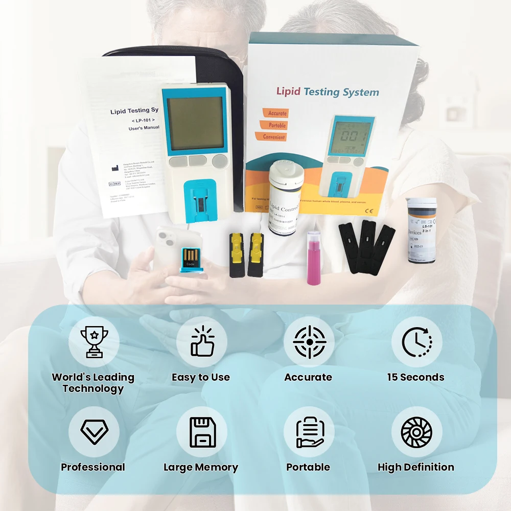 5 In 1 Blood Lipid Meter HDL TC TG LDL TC/HDL Triglyceride Cholesterol Test Kit Blood Lipid Profile Analyzer