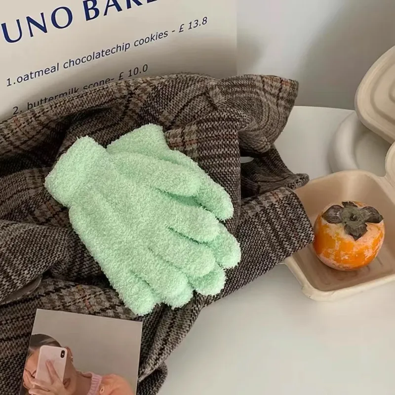 سميكة أفخم قفازات الخريف الشتاء الدافئة المرجان أفخم خمسة أصابع طالب ركوب مكتب قفازات قفازات سوداء قفازات طويلة