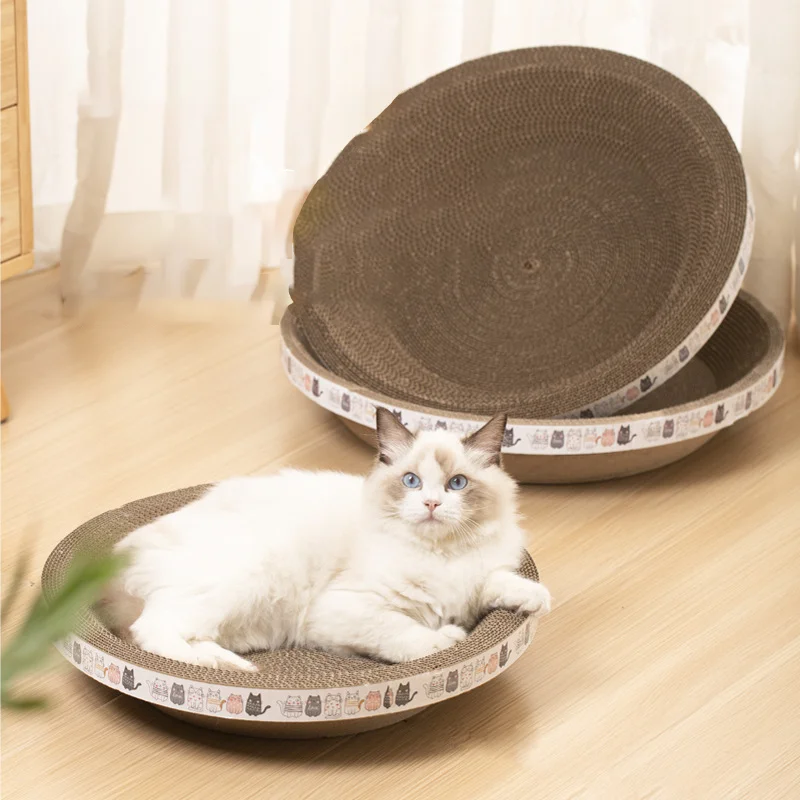 Corrugated Cat Scratcher Bed Board Scrapers Round Oval Grinding Claw Toys for Cats Wear-Resistant Scratching Nest Accessories