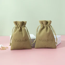 Custom Logo Drawstring Jewelry Package Earring Bag Microfiber Suede Bracelet Necklace Pouch Weddding Gift Travel Organizer Bags
