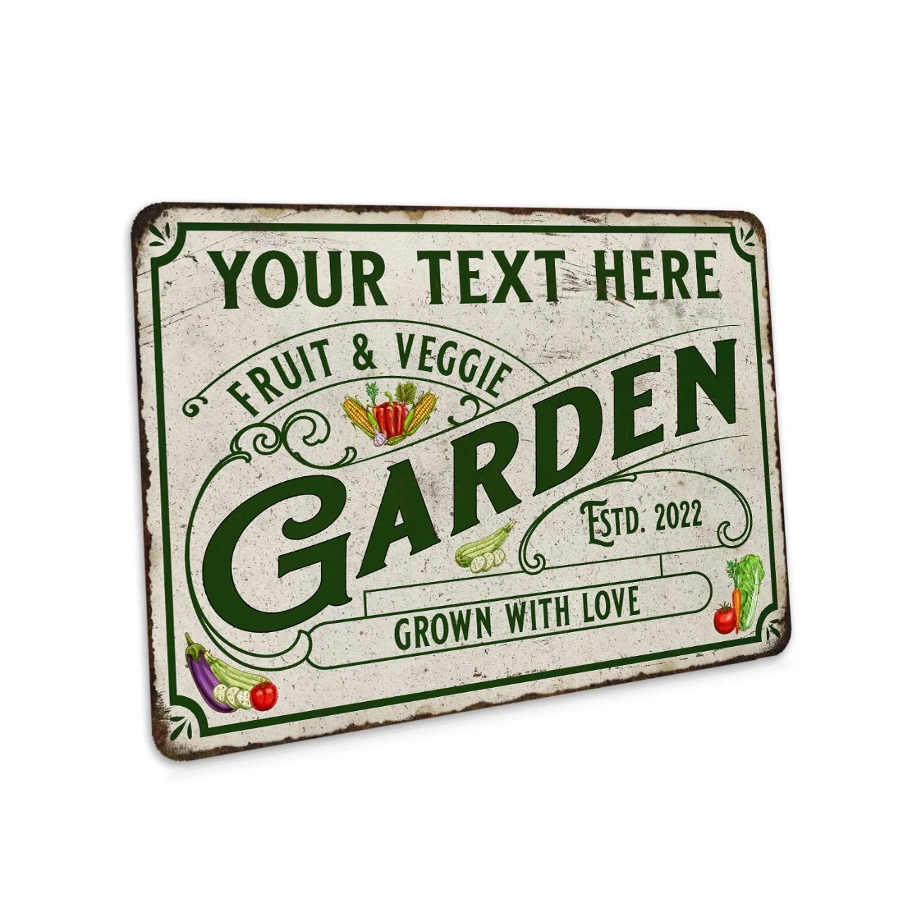 Personalisiertes Obst- und Gemüsegarten-Gewächshaus Metall-Dekorationsetikett für den Garten Wanddekoration (Nur Dekoration)