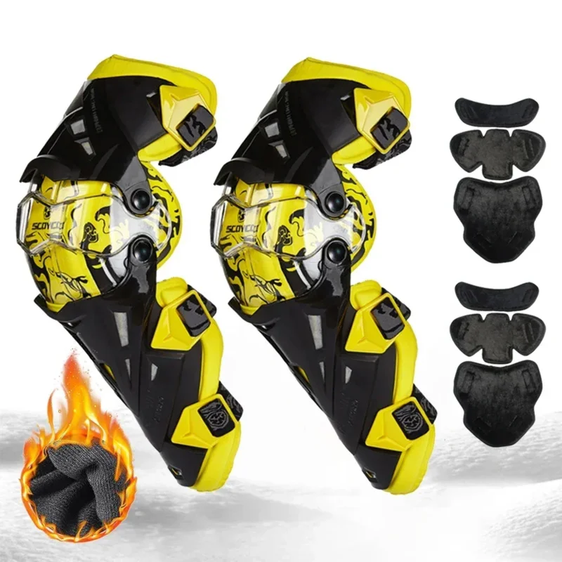 

Motorcycle Knee Pads Men's Protective Gear Breathable Knee Guards Impact Protection Motocross Joelheira Adjustable Strap