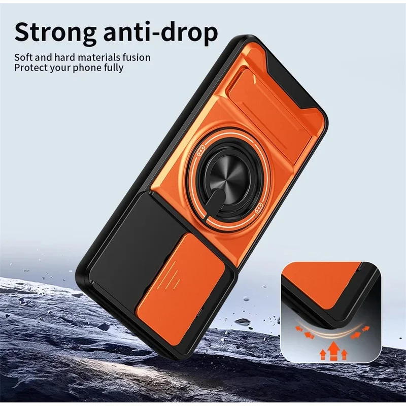 Magnetic Ring Holder Case For Xiaomi POCO X5 X5 Pro X6 X6 Pro X7 X7 Pro M6 Pro 4G M7 Pro 5G F8 Pro Slide Camera Cover view 3