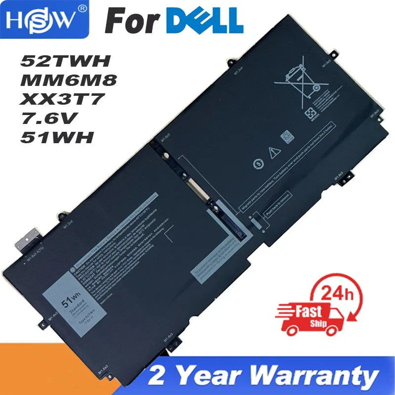 

52TWH XX3T7 NN6M8 Laptop Battery For Dell XPS 13 7390 9310 2-in-1 P103G P103G001 P103G002 0FDRT X1W0D DD9VF 7.6V 51Wh 6710mAh