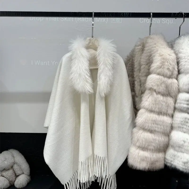 襟付きケープフリンジジャケットニットカーディガン秋と冬の暖かいジャケットとセーターの外側に着用