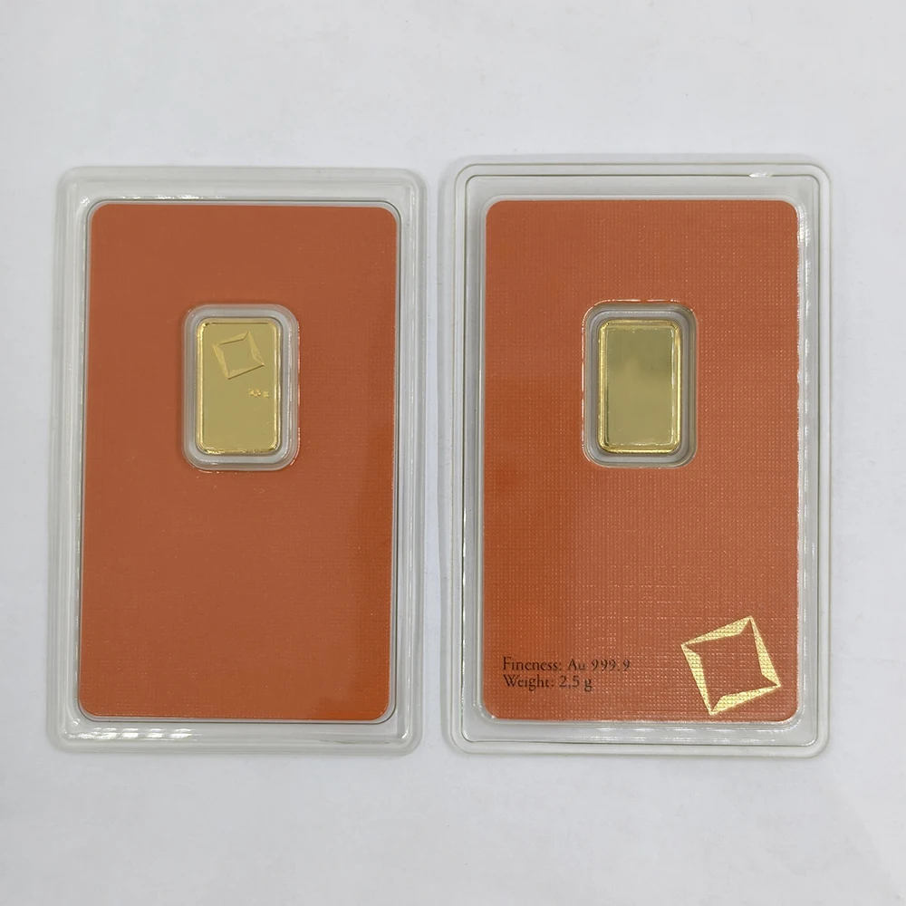 VB 1g/2,5g/10g/20g/1oz/50g 24K vergulde goudstaven in oranje verzegelde verpakking, niet-magnetische koperen staaf, onafhankelijk serienummer, cadeau