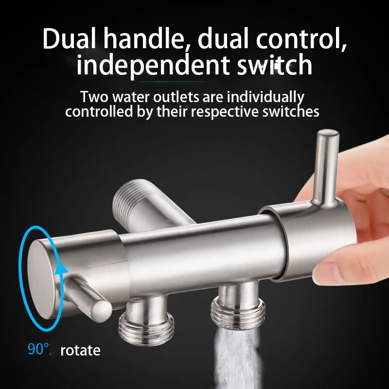 One In Two Angle Valve Bathroom Faucet One In Two Out Triangular Valve Three-way Dual Control Dual Switch Toilet Water Separator