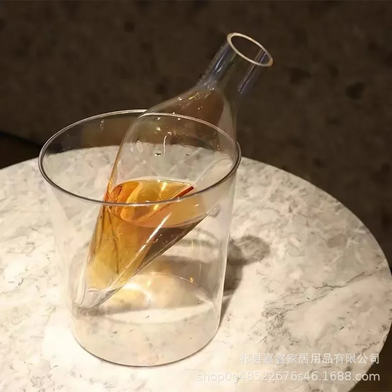 Hand Blown Glass Champagne Ice Bucket and Decanter Set Elegant White Wine Cooler for Home Bar Decoration Modern Tableware