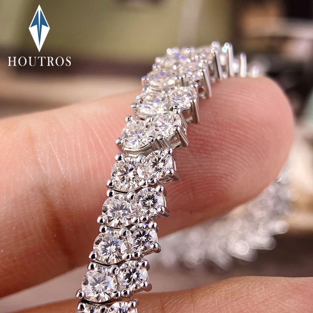 

100% настоящий муассанитовый теннисный браслет для женщин, стерлинговое серебро 925 пробы, сверкающая бриллиантовая цепочка на запястье, вечерние свадебные украшения GRA