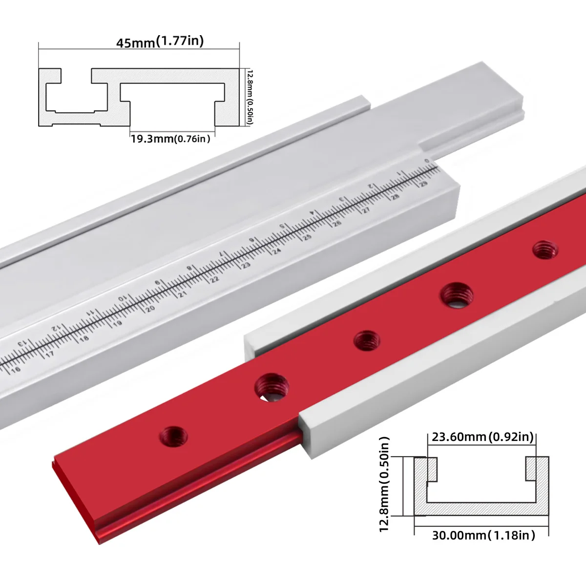 T-Slot Miter Track Jig Aluminum Miter T-Track Slider 30/45 Type T-slot T Screw Fixture -Track Bar for T Screw Quick Acting Clamp