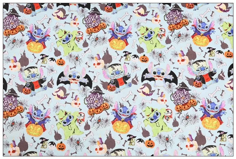 Disney Stitch Trick or Treat Halloween 100% Cotton Fabric For Sewing Patchwork DIY Quilting Fabrics Sew Child Clothes Material