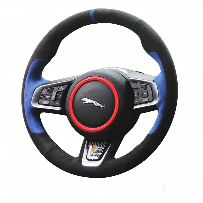 

DIY Hand Stitched Suede Car Steering Wheel Cover for Jaguar XFL XE XJL F-PACE XKR Custom Interior Protective Auto Accessories