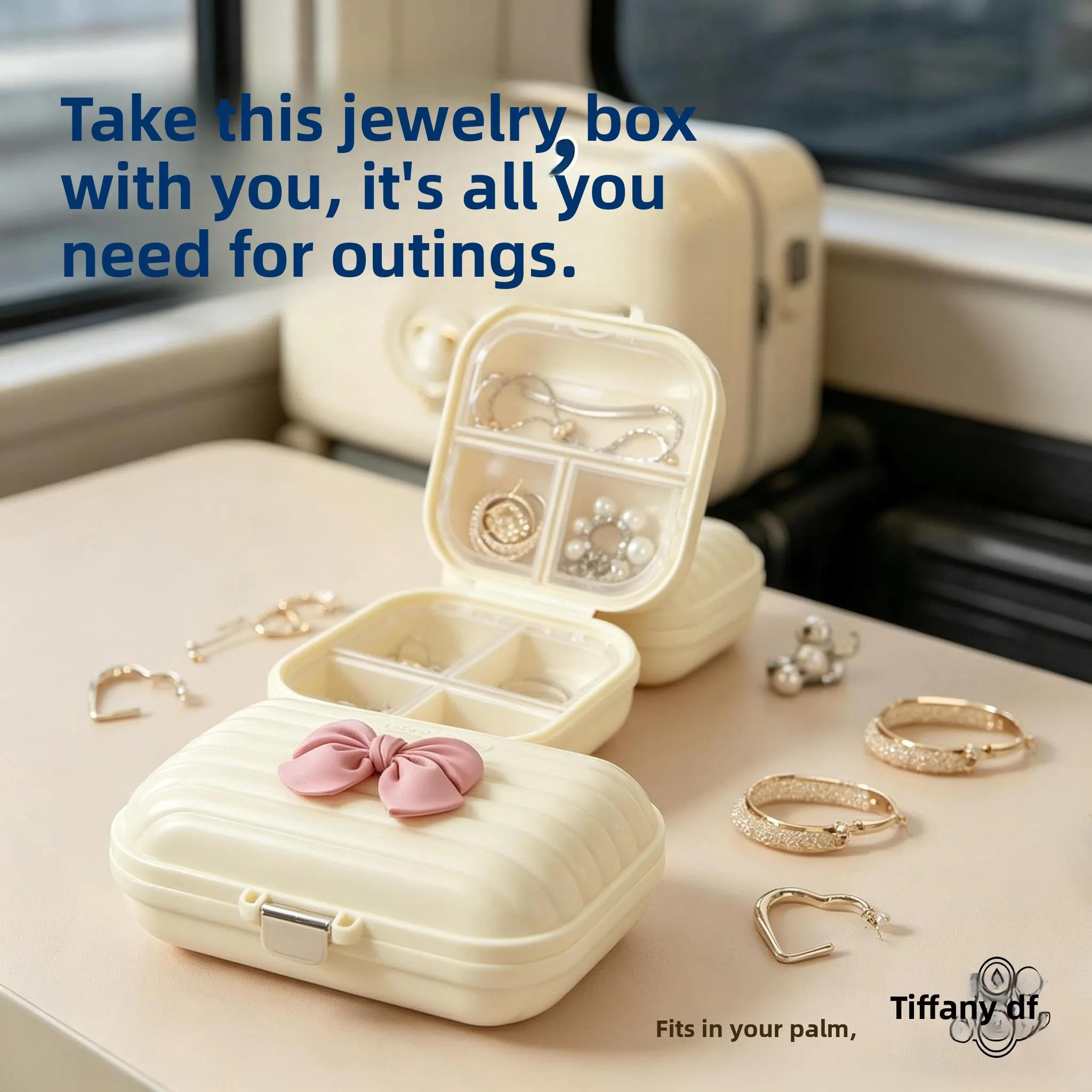 

Portable Travel Earring Storage Box French Style Plastic Jewelry Box for Outdoors Hand Bracelet Needle Earring Necklace Acces...