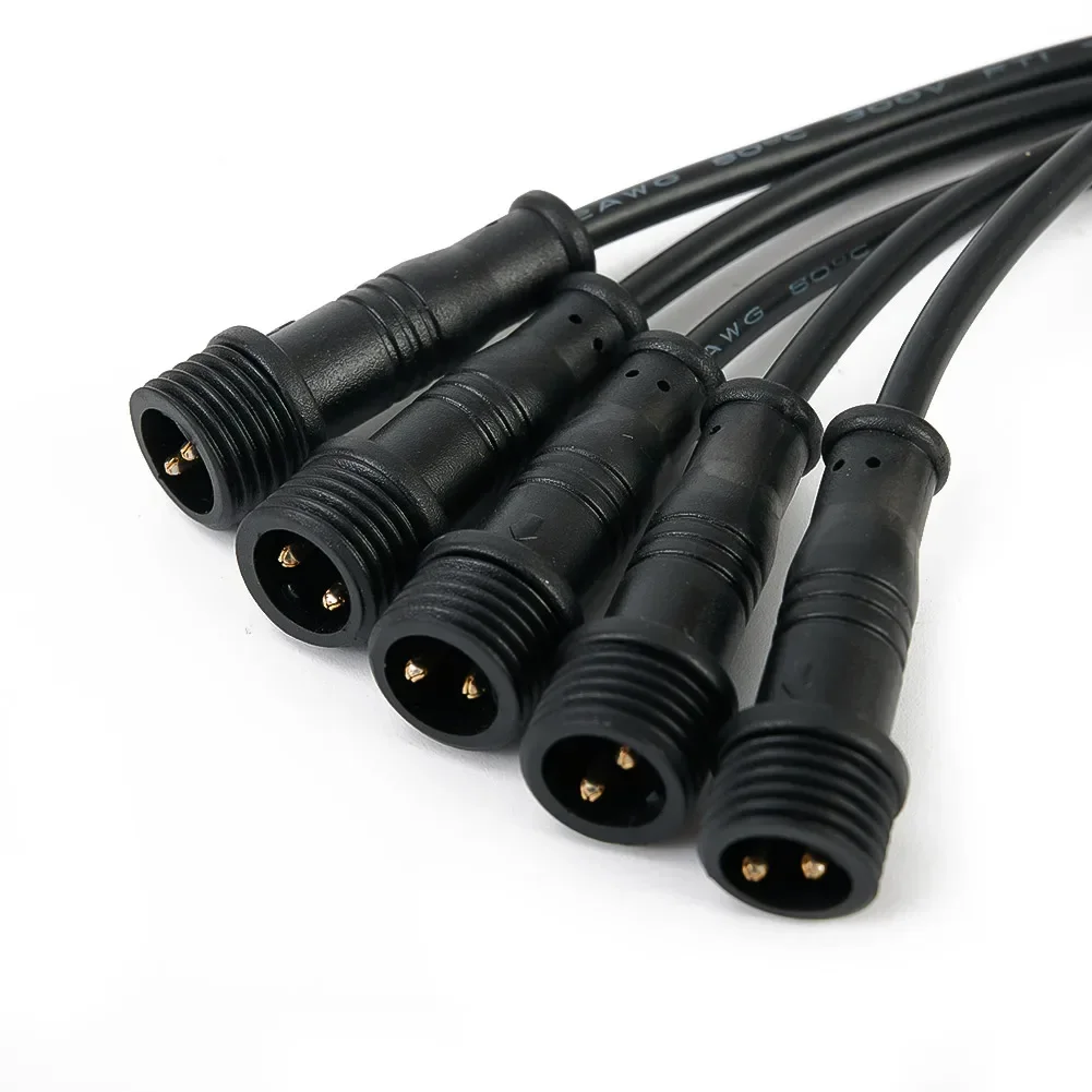 Black 5Pairs Male & Female Cable 22AWG 2Pin IP65 Waterproof Connector UL94V-0 Newest Hot Sale Brand New Value Latest