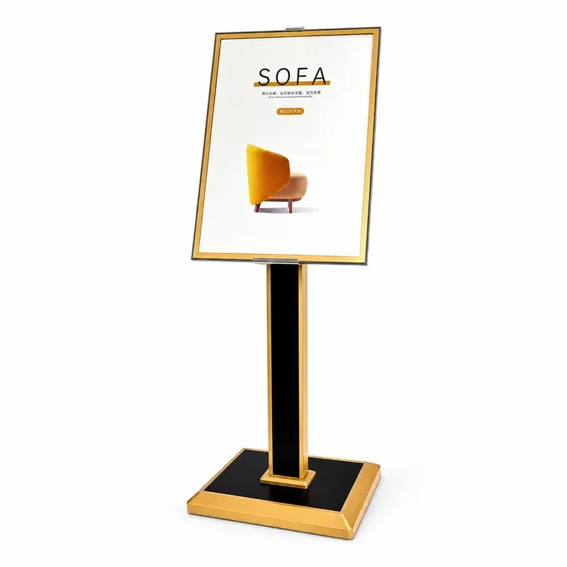 Heavy Duty Metal Poster Display Stand Floor To Ceiling Billboard Rack For Hotel Retail Store Commercial Advertising Sign
