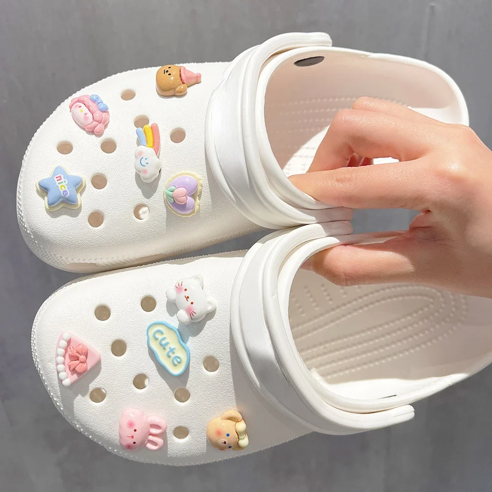 Random10PCS Shoe Charm DIY 3D Cute Rainbow Bear Shoe Decorations Accessories Charms for Clogs Bogg Bag Slides Sandals image 3