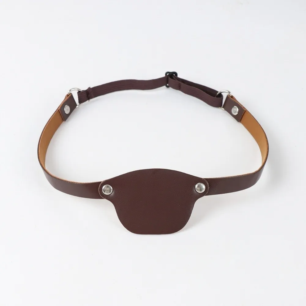 Gothic Adjustable Pirate Eye Patch Vintage Embossed Eye Mask Brass Rivets Soft Single Blindfold Halloween