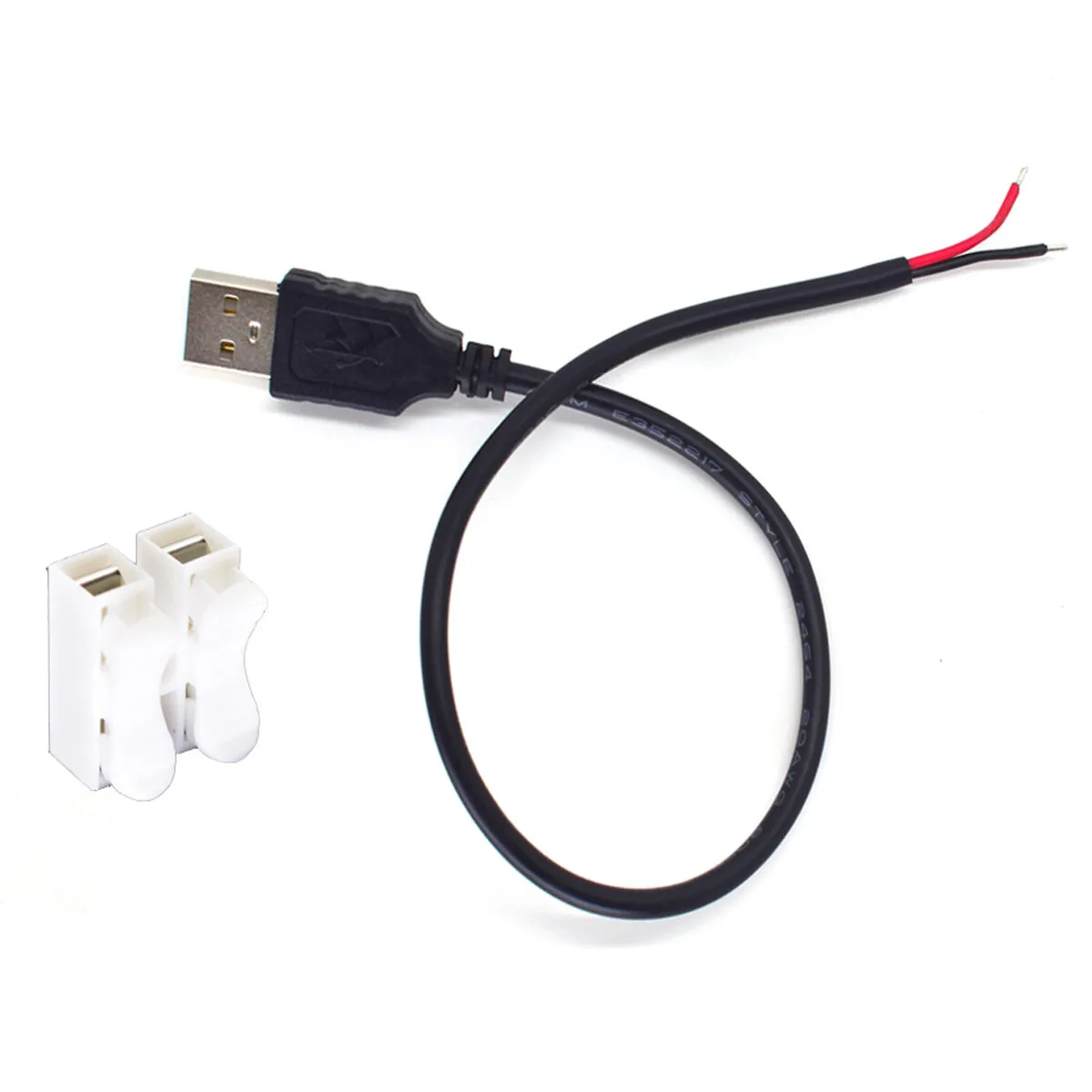 

For 0.3m/1ft USB Male to Bare Cable 20AWG 5A USB2.0 2 Pin DIY Tail Cable Kit -