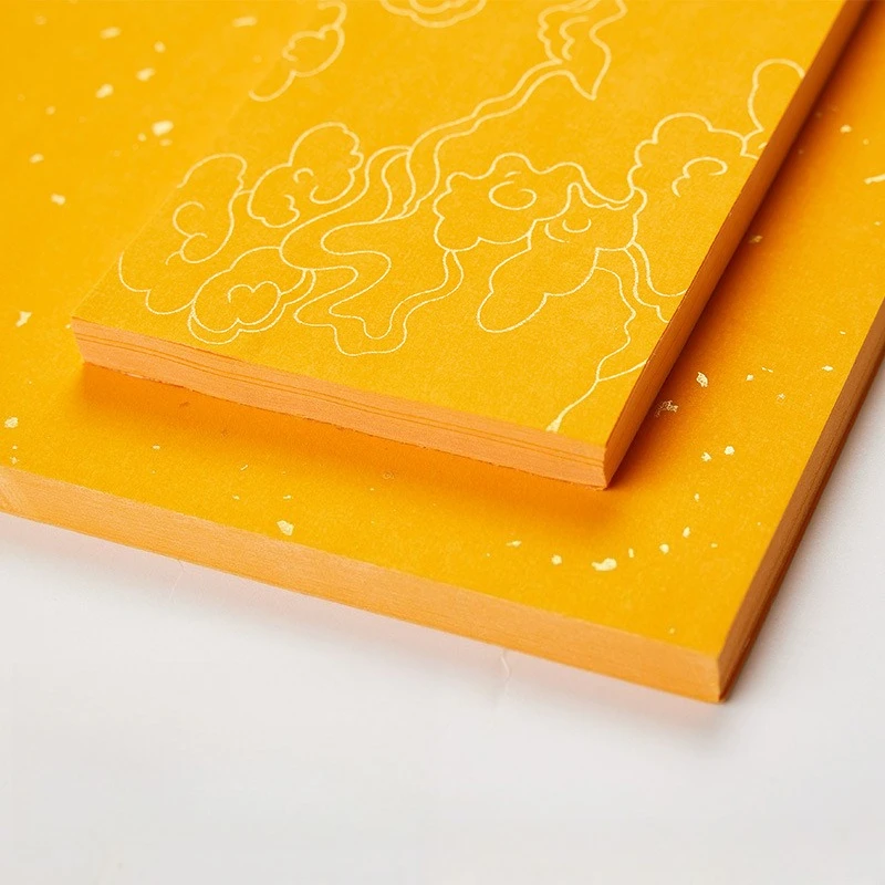 Taoist Yellow Talisman Paper: Cinnabar Rice Paper with Auspicious Clouds and Dragon Pattern