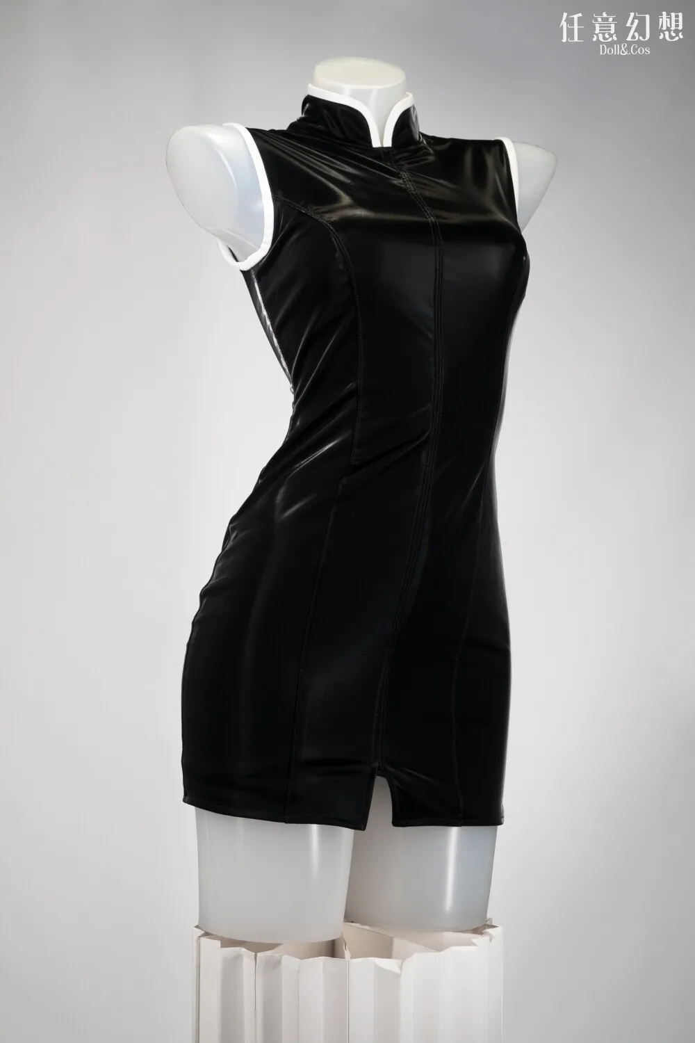 Anime EVA Katsuragi Misato Cosplay Costume Sleeveless PU Leather Dress Women Sexy Bodycon Mini Dress for Carnival Halloween view 5