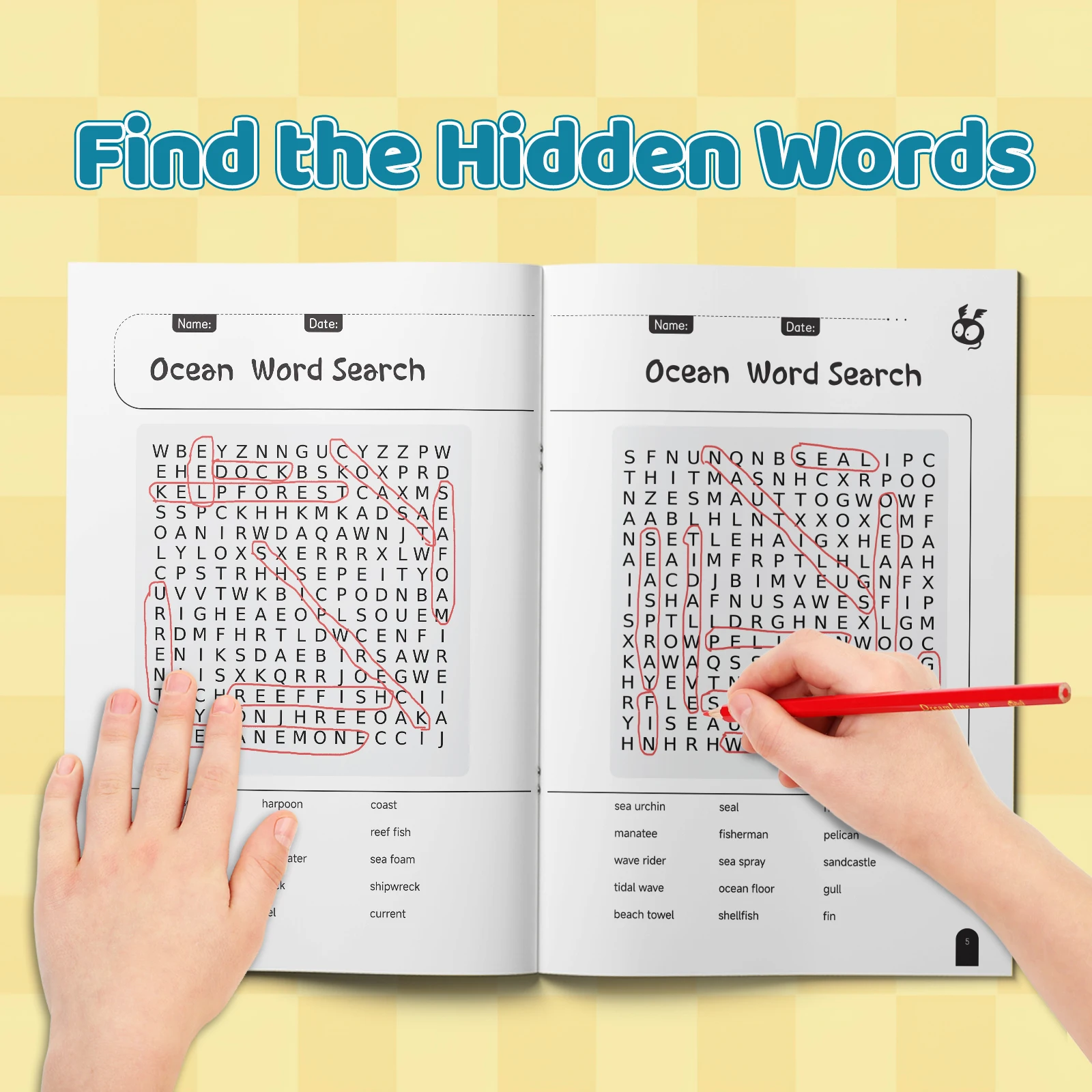 Word Search Games for Kids Ages 3+ | Ocean-Themed Hidden Word Brain Challenge