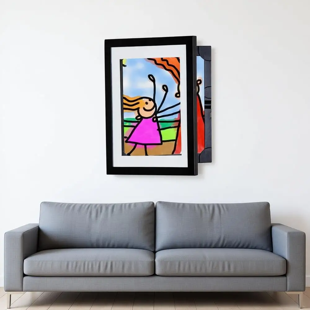 

Шкаф для хранения произведений искусства на 50 штук размером 8,5 x 11 дюймов, внешние размеры 11,75 x 14,75 дюймов, сменная подставка для картин, передняя загрузка, черный цвет.