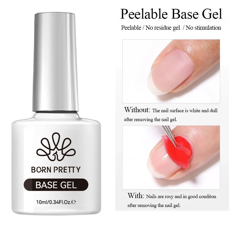 BORN PRETTY 필 오프 베이스 젤 롱웨어 슈퍼 탑 코트 기본 네일 젤 폴리쉬 에나멜 바니시 네일 아트 매니큐어 10ml