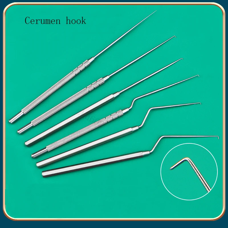 Fine stainless steel cerumen hook for ear removal, ear stone removal, fine ear crochet, technician specific hook