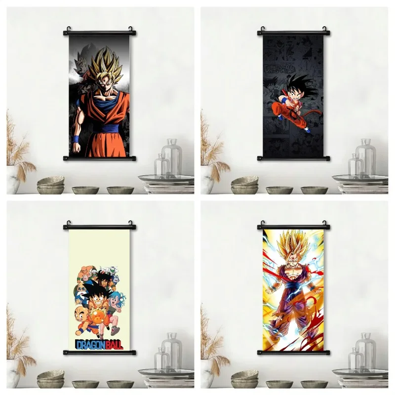 Dragon Ball Super Saiyan Son Goku Vegeta Scroll Hanging Painting Living Room Background Wall Decoration Gift Anime Collection view 5