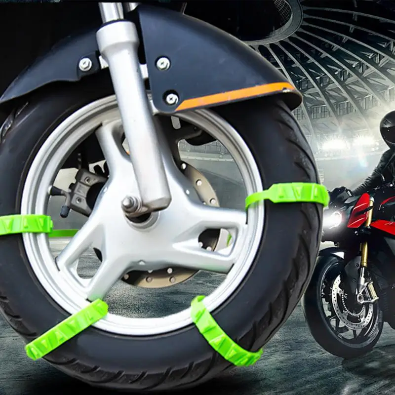 10PCS Anti-Skid Snow Chains for Motorcycles Bicycles Winter Tire Wheels Non-slip Cable Ties Motorbike Emergency Tire Chain Tool