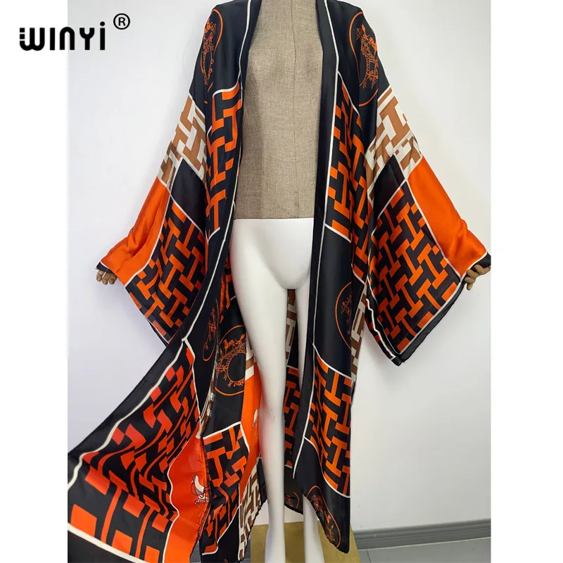 2022 WINYI new africa Boho Printed Long Kimono holiday Dress Bikini Wrap Cover-ups Women Summer Clothes Beach Wear maxi kaftan