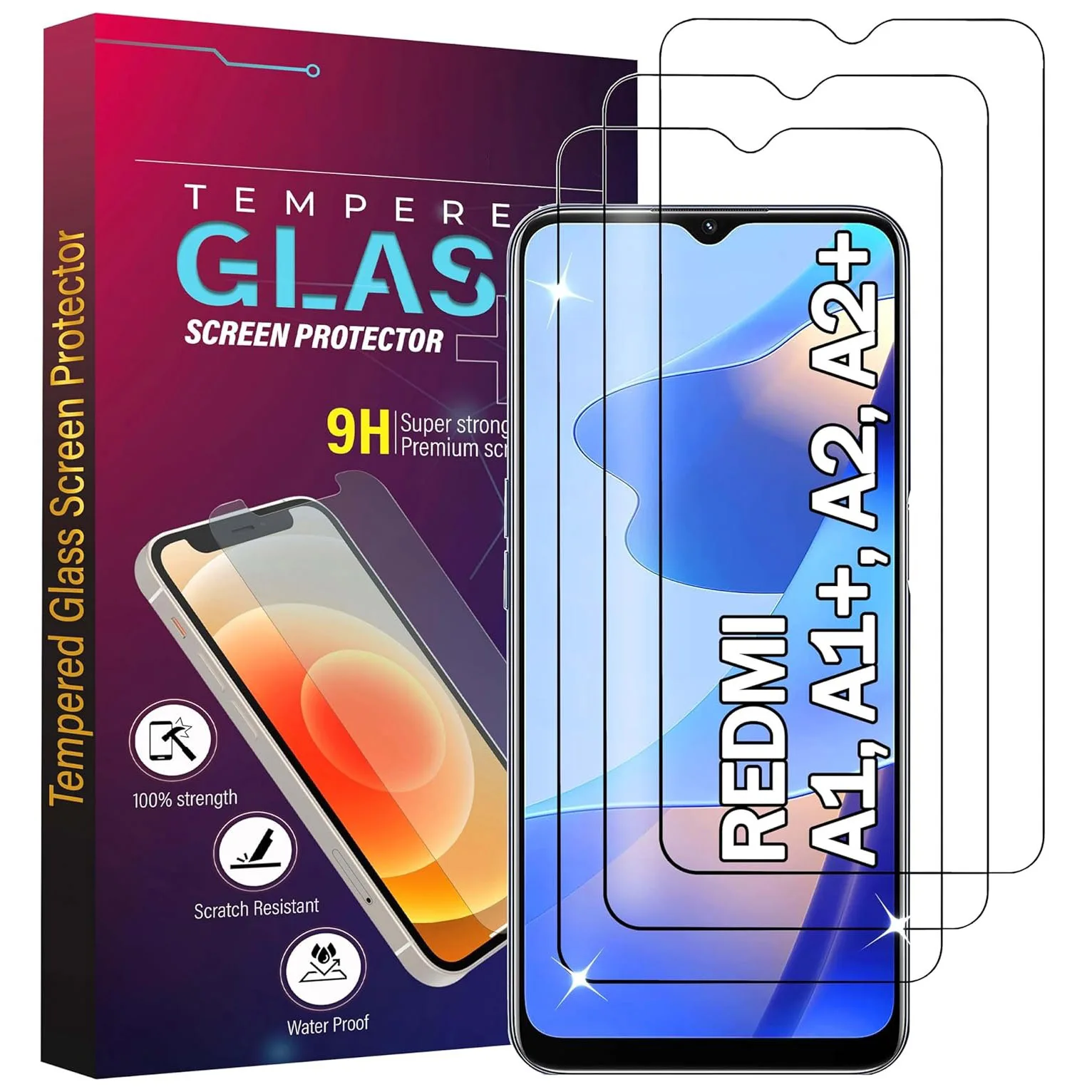 

3pcs Tempered Glass For Redmi A1/Redmi A1+ Screen Protector Glass Redmi A2/Redmi A2+ Protective Film