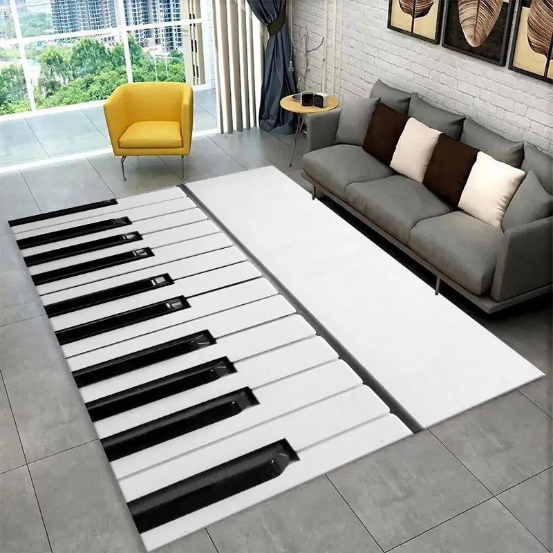 Rhythm Piano Art Musical Note Keys Large Area Rug Non-slip Carpet for Bedroom Living Room Sofa Doormat Home Decor Floor Mat